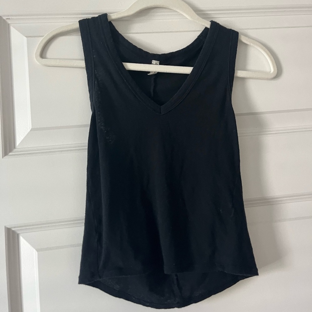 Free People FP Intimately 100% Cotton Black V Neck Scoop Neck Tank Top T-Shirt!